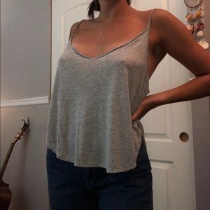 Gray Spaghetti Strap Tank-Top